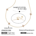 Gold stainless steel necklace with crystal flower charms and size parameters - Five-Petal Flower Zirconia Style (JDN0201306) / Gold