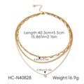 Detailed specifications of a triple-layered 18k gold plated zircon pendant necklace. - 3-Layer Round Disc Rhinestone Style (HC-N40828)