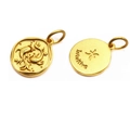 Vista detallada del colgante Piscis bañado en oro con grabado intuitivo y relieve mate - Piscis