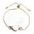Detail of adjustable gold-plated box chain with zircon heart and white center charm - White Style 2