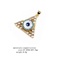 Macro detail of gold-plated copper evil eye triangle pendant with micro-set zircons - Triangle - White Eye