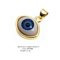 3D gold-plated copper evil eye pendant with blue pupil for DIY jewelry making - Blue