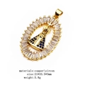 Colgante ovalado religioso de cobre dorado con circonitas claras y diseño de Virgen María - Estilo Zircón Rectangular Ovalado (1)