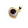 Realistic evil eye pendant with brown iris and gold-plated copper base for DIY necklaces - Coffee