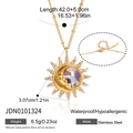 Goldene Sonnen- und Mondhalskette mit schimmernder Perlmutt-Einlage für Damen. - Sonne und Mond Fusion Stil (JDN0101324)