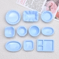 Set of 10 light blue miniature resin tableware for dollhouse and DIY crafts projects - Blue