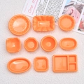 10-piece set of miniature orange resin plates and dishes for dollhouse decoration - Orange