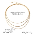 Macro detail showing measurements for a triple-layer 18k gold plated stainless steel necklace. - 3-Layer Mixed Paperclip Style (HC-N40830)