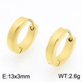Minimalist gold-tone stainless steel huggie hoop earrings, 13x3mm size, polished finish - Smooth Round Huggie (KE122436-KC) / 13x3mm Pack / Gold