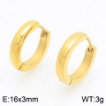 Minimalist polished gold stainless steel hoop earrings for daily wear, 16x3mm size - Smooth Round Huggie (KE122440-KC) / 16x3mm Pack / Gold
