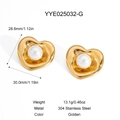 Pendientes de corazón irregular con perlas en acero inoxidable dorado y medidas - Pendientes de Perla con Corazón Irregular (YYE025032-G) / Dorado