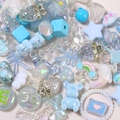 Kit fai da te con orsetti di resina blu, fragole e perline iridescenti per gioielli - Mix Blu