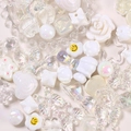 Set perline in resina fai-da-te con ciondoli a farfalla aurora, fiori, cuori e stelle - Bianco Misto