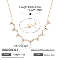 Elegante collar de acero inoxidable dorado con racimos de flores de circonita brillantes - 小花款项链(JDN0201313) / 43+5cm / Dorado