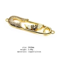 Golden safety pin bracelet connector with zircon pavé and black heart wing motif - Black Heart Wing Pin Style (3)