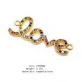 Golden Love connector with colorful zircon pave for DIY jewelry making - Cursive Love Letter Style (4)