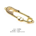 Connettore a spilla dorato con zirconi e cuori per bracciali fai-da-te eleganti - Stile Spilla da Balia Doppio Cuore (5)