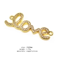 Connettore Love in rame dorato con zirconi micro-incastonati per bracciali gioielli DIY - Stile Lettera Love Micro Pavé (6)