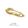 Connettore a spilla MAMA dorato con zirconi e ottone per bracciali fai-da-te - Stile Pendente Spilla MAMA (9)