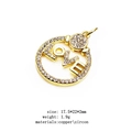 Detailed macro view of a round gold-plated LOVE pendant with micro-pave cubic zirconia - Hollow Circular LOVE Plate (4)