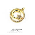 Golden crescent moon and star pendant with micro-paved zircons in a circular design - Star and Moon Pendant (5)
