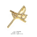 Detail of gold plated heart snake cross pendant with white zircon micro-inlays - Artistic Lines Pendant (2)