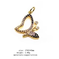 Golden butterfly pendant with blue and purple zircon stones on a white background - Large Colorful Butterfly (8)