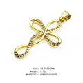 Detailed view of gold plated cross and infinity pendant with white zircon micro-inlay - Infinity Cross Design (7)