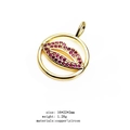 Red cubic zirconia lip pendant in gold-plated copper, 16x22mm jewelry accessory - Red Lips Shaped Pendant (10)