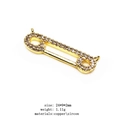 Gold plated safety pin charm with white zircon pavé, 24x9mm size for jewelry DIY - Zirconia Pave Safety Pin (11)