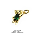 Golden teddy bear charm with green oval zircon inlay for jewelry making - A Style Green