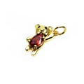 Golden teddy bear charm with micro-pave zircon and red heart stone for jewelry - A Style Red
