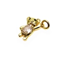 Gold teddy bear pendant with clear zircon inlay and metal loop for jewelry making - White Logo Pattern