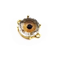 Facettierter Glas-Böser-Blick-Verbinder mit vergoldeter Kupferbasis für DIY-Schmuck - Gelb (Verbinder)