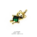 Golden teddy bear charm with micro-pave green zircon, 9x16x3mm copper pendant - B Style Green