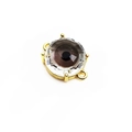 Nahaufnahme des vergoldeten Evil Eye Glasverbinders mit facettiertem Kristall für DIY-Schmuck - Grau (Verbinder)