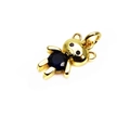 Golden teddy bear pendant with deep blue zircon stone for necklaces and bracelets - B Style Blue