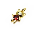 Golden teddy bear charm with red zircon heart and polished metal finish pendant - B Style Red