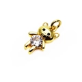 Golden teddy bear charm with micro-inset round zircon stone for necklaces and bracelets - B Style White