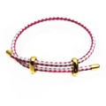 Detail of red and white braided 3mm cord bracelet with adjustable gold metal sliders - White and Red