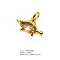 Golden turtle charm pendant with champagne zircon inlay, 15x16mm copper jewelry part - Turtle Shape / A Champagne