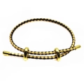 Detail of adjustable 3mm black and gold woven cord bracelet with metallic sliding clasps - Gold Black