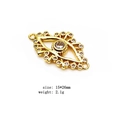 Macro detail of a 15x26mm gold plated evil eye connector with micro paved zircon stones - Clear Zircon Eye Style (1)