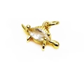 Golden turtle jewelry pendant with sparkling marquise cut gemstone for bracelets - Turtle Shape / A White