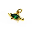 Golden turtle pendant featuring a green marquise cut zircon and polished metal limbs - Turtle Shape / A Green