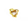 Golden dinosaur pendant with sparkling pear-shaped zircon stone for jewelry making - Style A - White