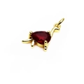 Golden dinosaur pendant featuring a teardrop red zircon stone for jewelry making - Style B Red