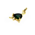 Golden dinosaur pendant with a sparkling green gemstone in a classic charm design - Gradient Green