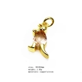 Golden kangaroo pendant with champagne teardrop zircon, 9x18mm copper jewelry charm - Style B Champagne Color