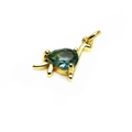 Golden dinosaur pendant with a pear-shaped teal gemstone for necklaces and bracelets - B Style Blue